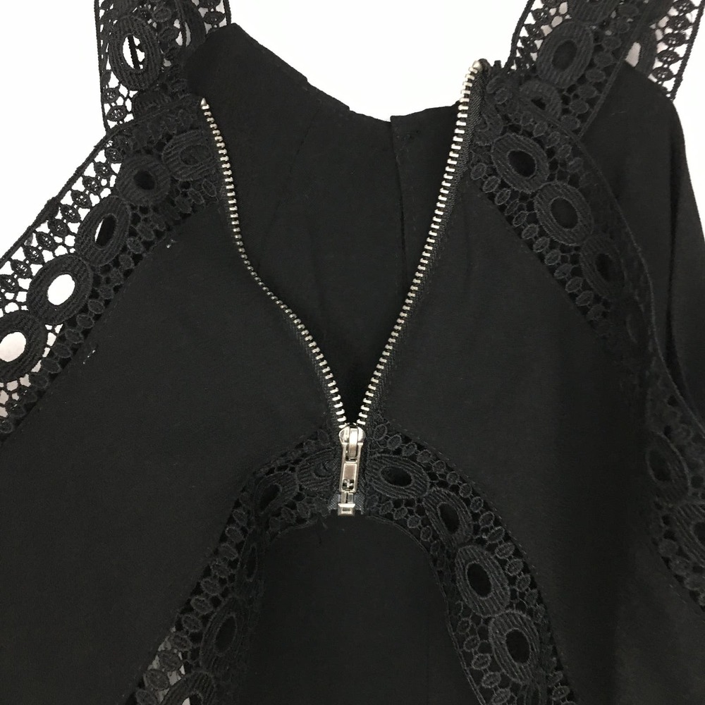 New Lush Lace Trim Black Jumpsuit Size Small - Picture 10 of 13